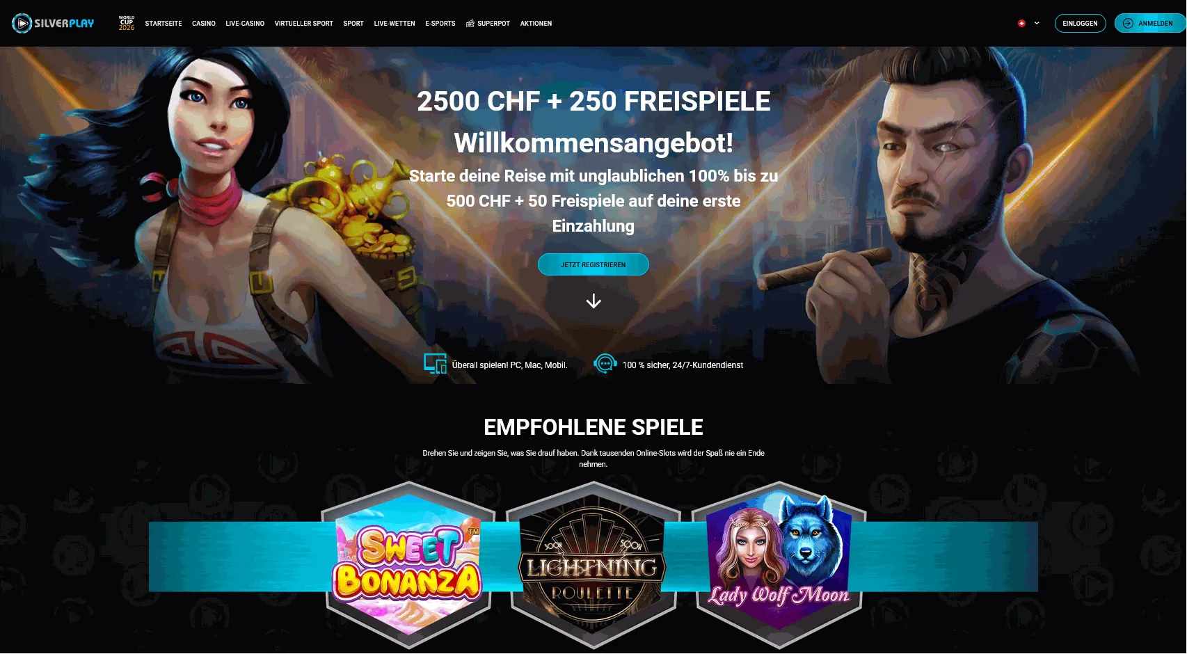 Silverplay EU online casino homepage
