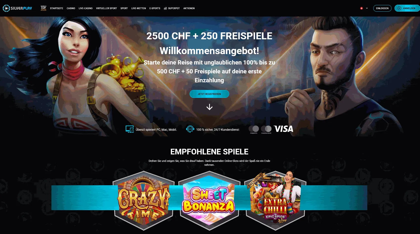 Silverplay EU online casino homepage